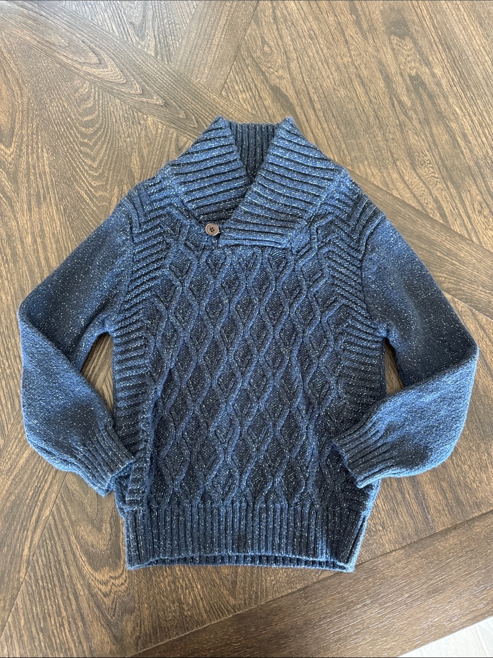 Cat & Jack Navy Cable Knit Shawl Collar Sweater